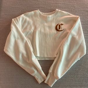 Champion White Cropped Sweatshirt